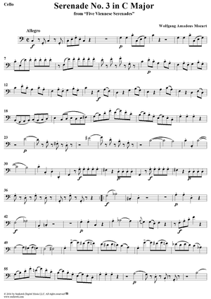 Serenade No. 3 in C Major from "Five Viennese Serenades" - Cello