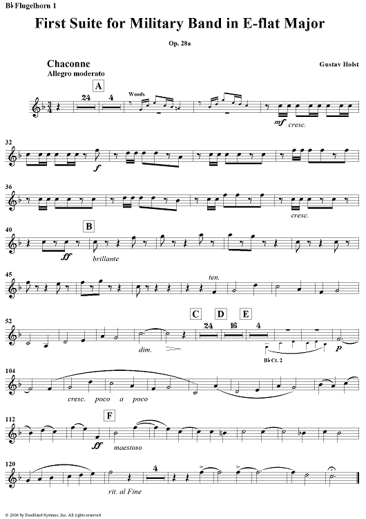 First Suite in E-flat, Op. 28a - Flugelhorn 1