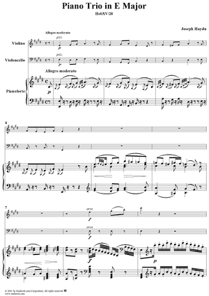 Piano Trio in E Major, HobXV/28 - Piano Score