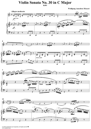 Violin Sonata No. 30 in C Major, K385c - Full Score