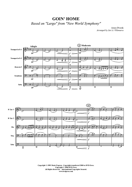 Goin' Home (based on "Largo" from "New World Symphony" - Score