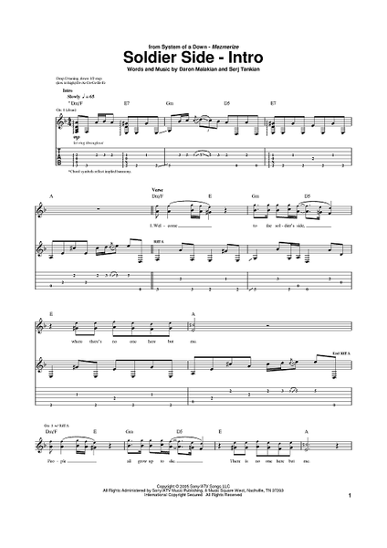 Spiders" Sheet Music by System Of A Down for Guitar Tab - Sheet Music  Now