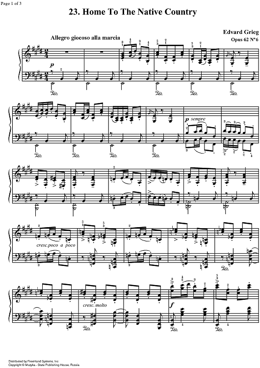 Lyrical Pieces Op.62 No. 6 -  Hjemad (Homeward)