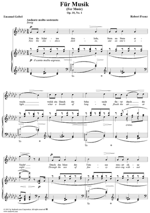 Six Songs, op. 10, no. 1: For Music  (Für Musik)