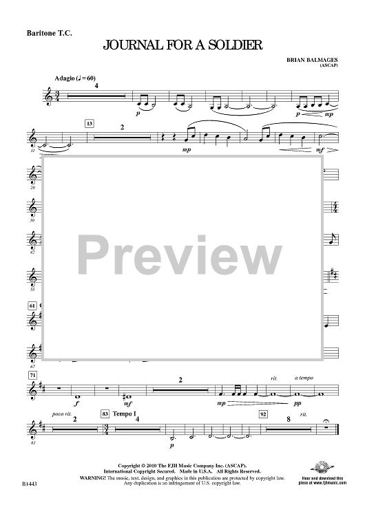 Journal For A  Soldier - Baritone TC