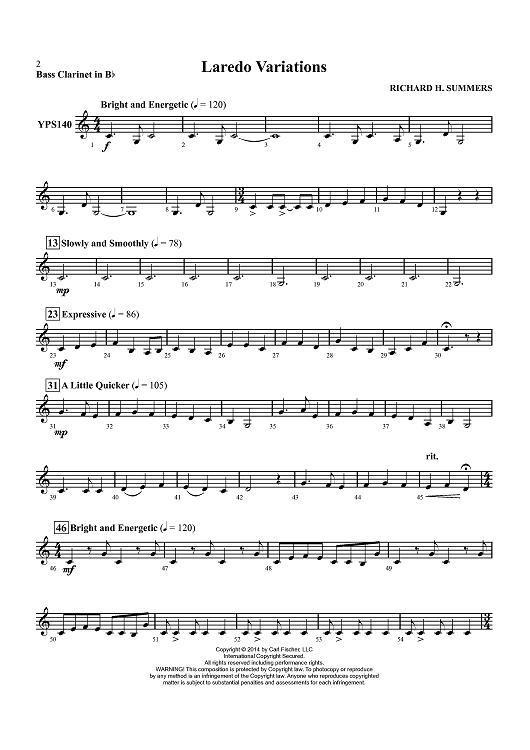 Laredo Variations - Bass Clarinet in Bb