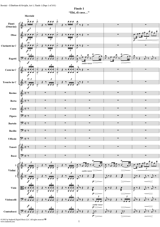 Finale 1: Ehi, di casa!, No. 11 from "Il Barbiere di Siviglia" - Full Score