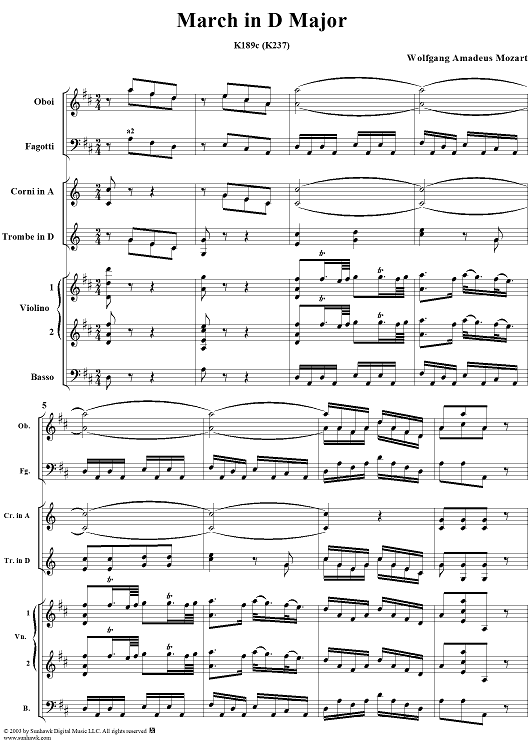 March in D Major, K189c (K237) - Full Score