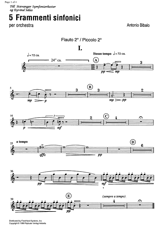 5 Frammenti sinfonici - Flute 2 & Piccolo