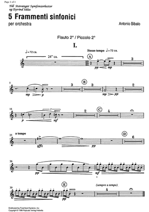 5 Frammenti sinfonici - Flute 2 & Piccolo