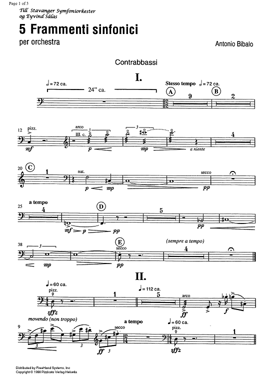 5 Frammenti sinfonici - Double Bass