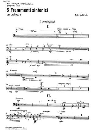 5 Frammenti sinfonici - Double Bass