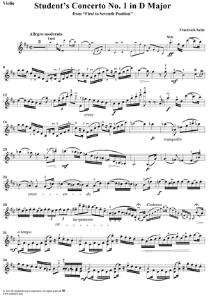 Student's Concerto No. 1 in D Major, "First to Seventh Position" - Violin