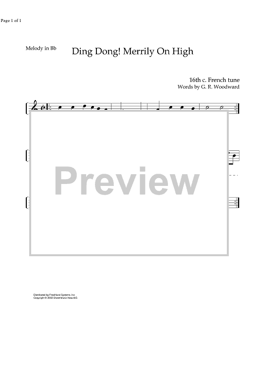 Ding Dong Merrily On High - B-flat Instrument
