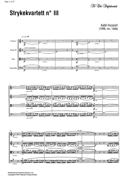 String Quartet No. 3 - Score