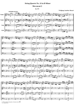 String Quartet No. 13, Movement 2 - Score