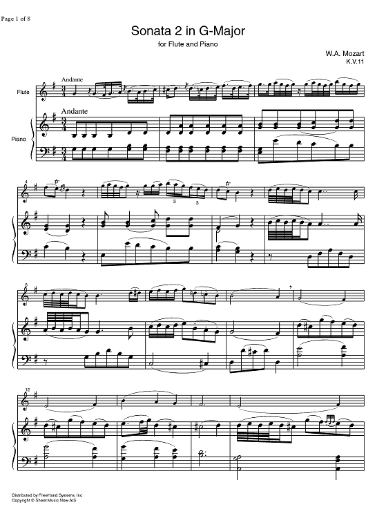 Sonata No. 6 G Major KV11 - Score