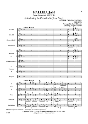 Hallelujah - from "Messiah", HWV 56 (introducing the Chorale "Ein' feste Burg") - Score