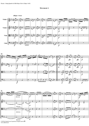 String Quartet No. 16, Movement 4 - Score