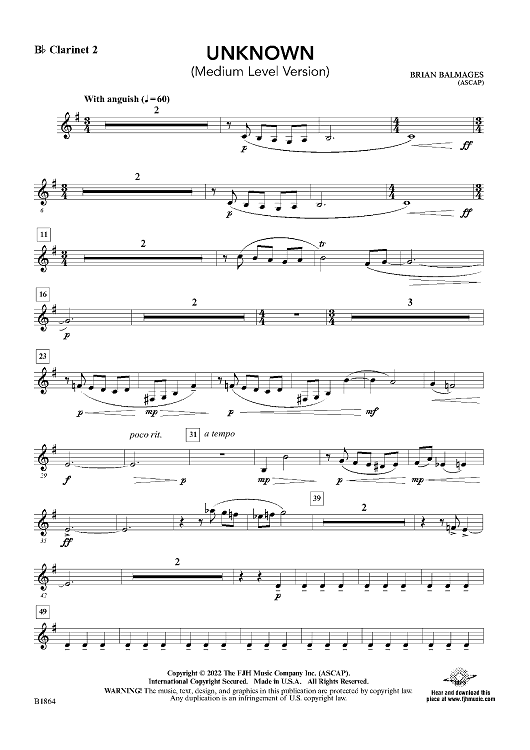 Unknown (Medium Level Version) - Bb Clarinet 2