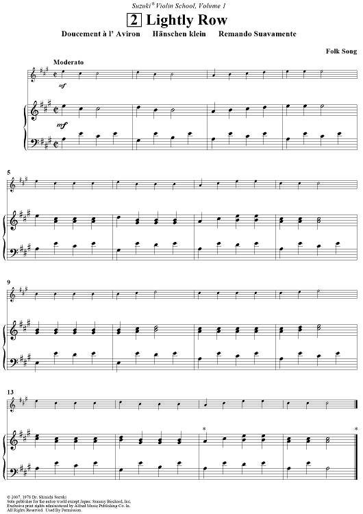 Lightly Row Sheet Music for Violin Piano Sheet Music Now