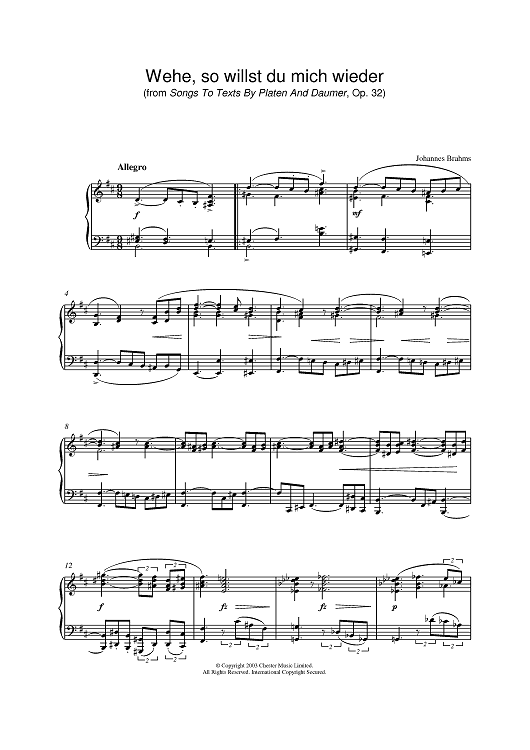 Wehe, so willst du mich wieder (from Songs To Texts By Platen And Daumer, Op. 32)