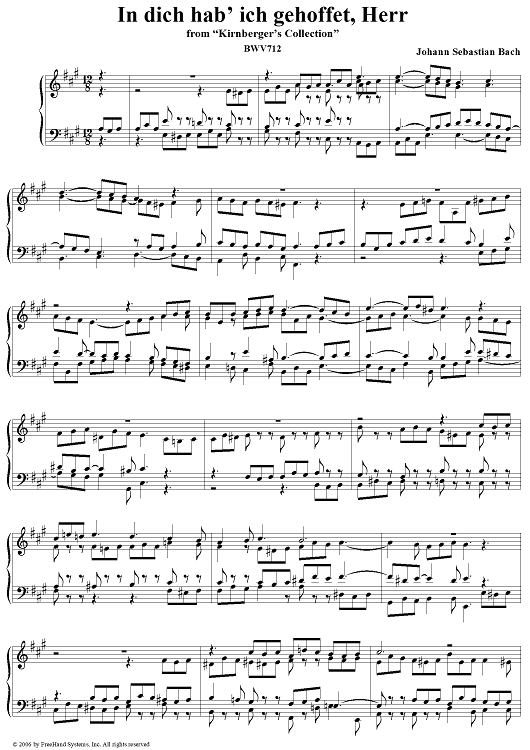 In dich hab ich gehoffet, Herr, from "Kirnberger's Collection", BWV712