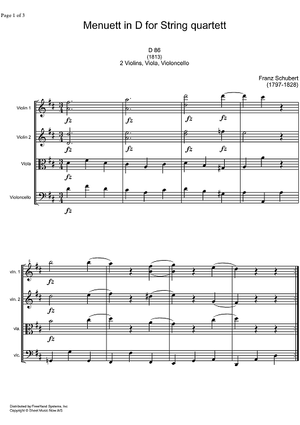 Minuet D Major D86 - Score