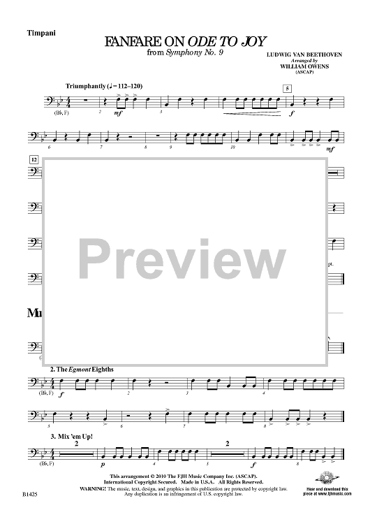 Fanfare On Ode to Joy - from Symphony No. 9 - Timpani