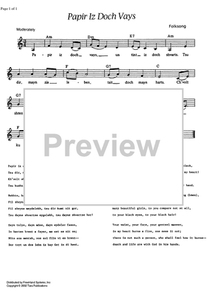 Papir Iz Doch Vays - Score