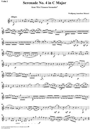 Serenade No. 4 in C Major from "Five Viennese Serenades" - Violin 2