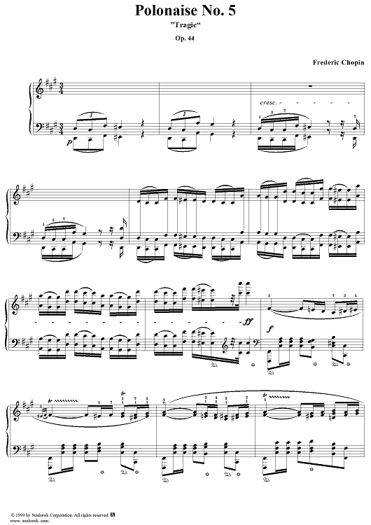 Frédéric Chopin: Polonaise in F-sharp minor, Op.44 Sheet music for Piano  (Solo)