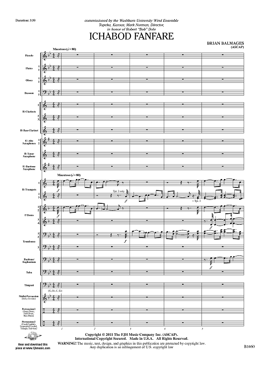 Ichabod Fanfare - Score