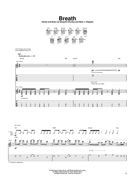 Breaking Benjamin - Shallowbay Live Chords - Guitar Tabs - ahos32