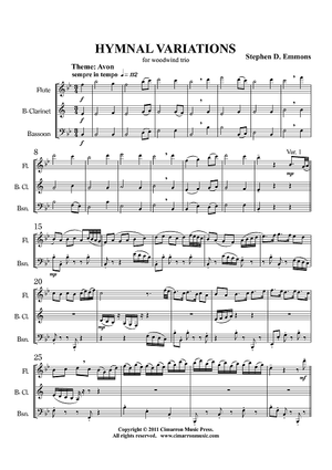 Hymnal Variations - for woodwind trio - Score