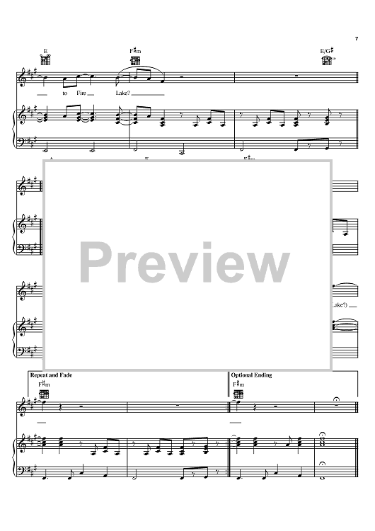 Download and Print Fire Lake sheet music for bass (tablature