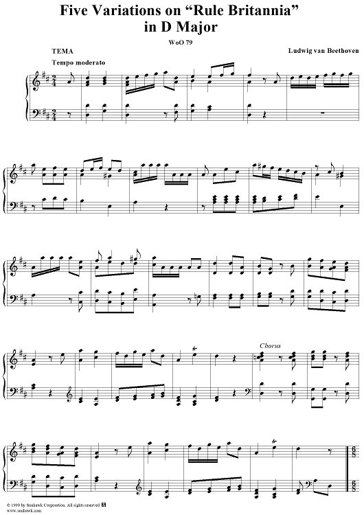 Five Variations on "Rule Britannia" in D Major, WoO 79