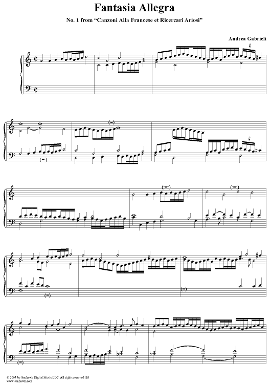 Fantasia Allegra, No. 1 from "Canzoni Alla Francese et Ricercari Ariosi"