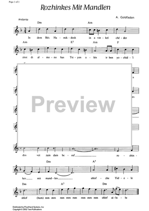 Roshinkes Mit Mandlen - Score