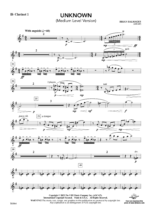 Unknown (Medium Level Version) - Bb Clarinet 1