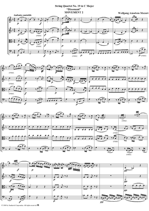 String Quartet No. 19, Movement 2 - Score