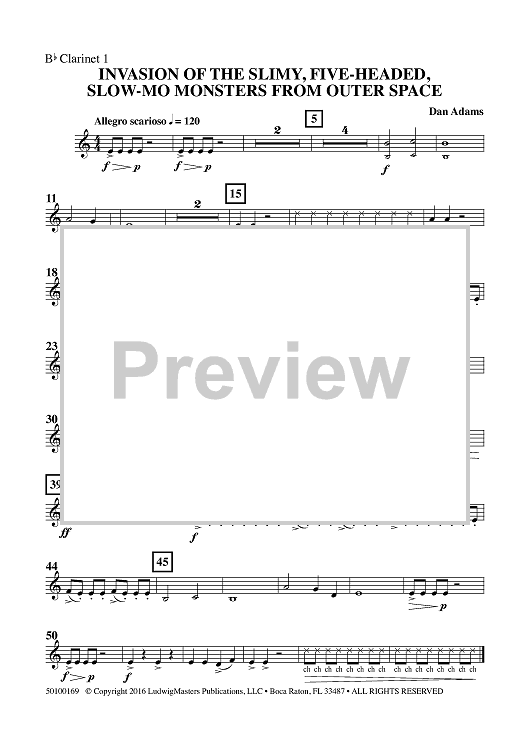 Invasion of the Slimy, Five-Headed, Slow-Mo Monsters from Outer Space - Clarinet 1 in Bb