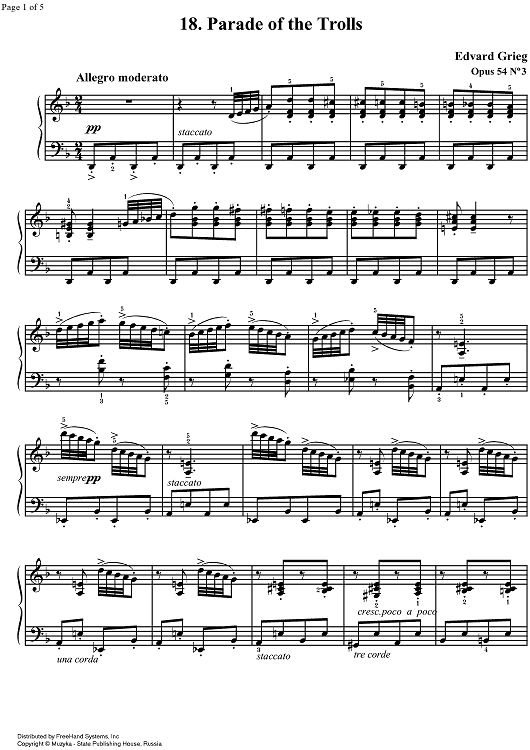 Lyrical Pieces Op.54 No. 3 - Troldtog (March of the Trolls)