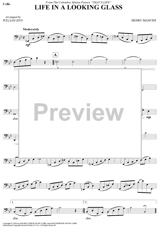 Life In A Looking Glass - Cello