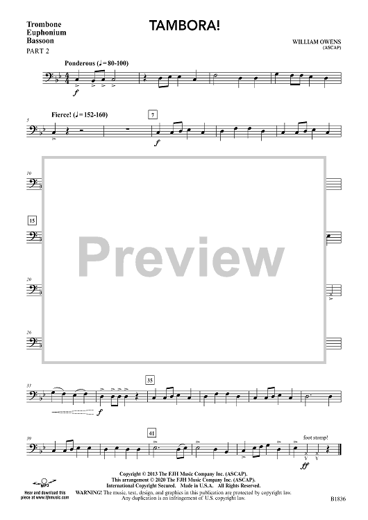 Tambora! - Trombone, Euphonium, Basson Part 2