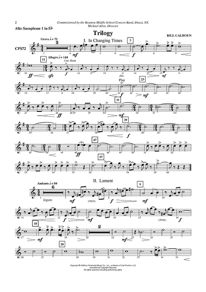 Trilogy - Alto Sax 1" Sheet Music for Concert Band - Sheet Music Now