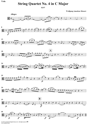 String Quartet No. 4 in C Major, K157 - Viola