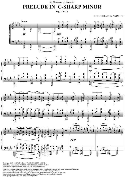 Prelude in C-sharp Minor, from "Cinq morceaux de fantaisie"