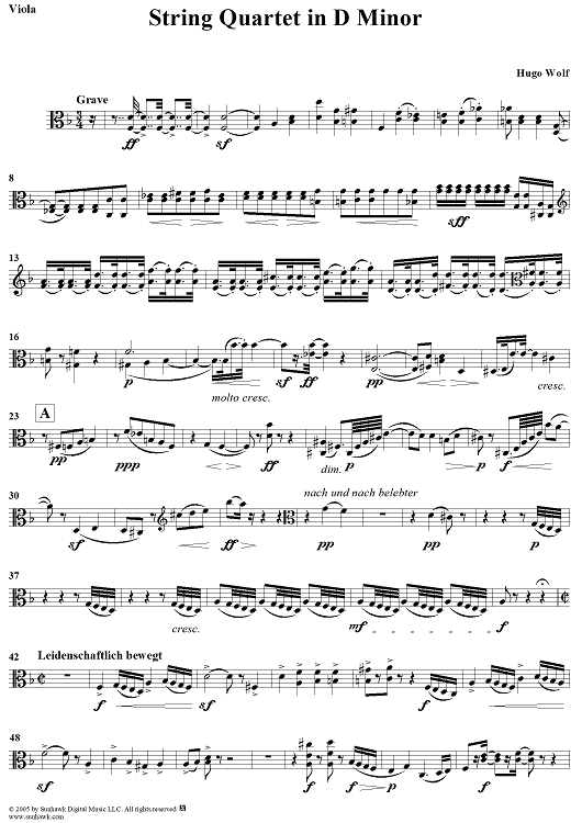 String Quartet in D Minor - Viola