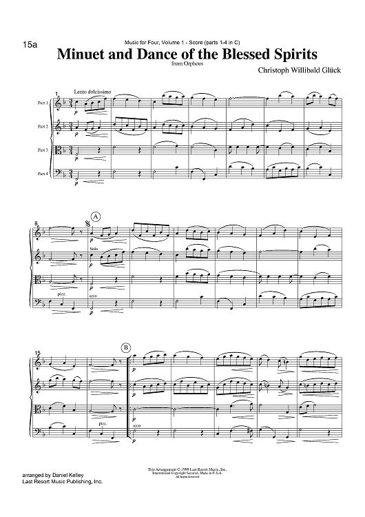 Minuet and Dance of the Blessed Spirits - from Orpheus - Score